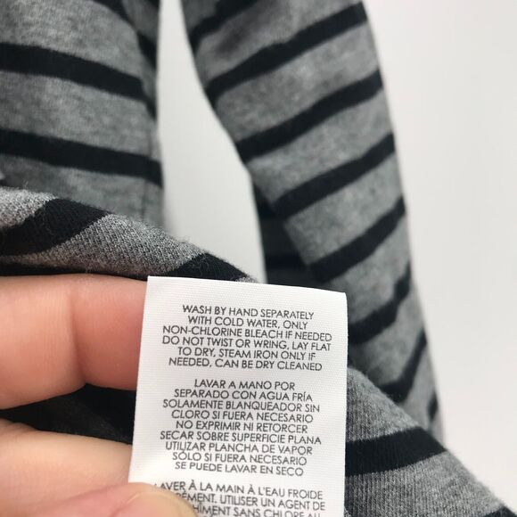 Cabi 3809 Womens Pivot Striped Tee Small Jersey Knit Black Gray Long Sleeve Crew - Picture 5 of 8